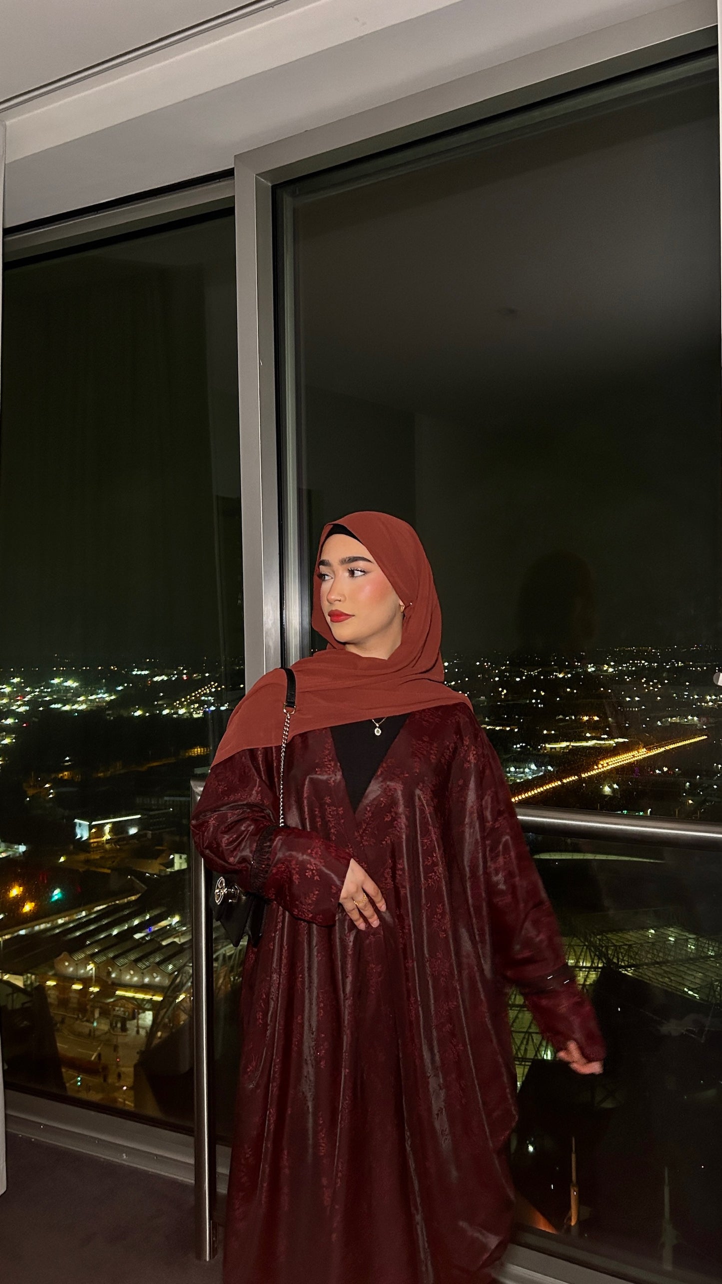 Crimson Satin Abaya